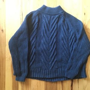 J. Crew Chunky Cotton Cable-Knit Mock Neck Sweater